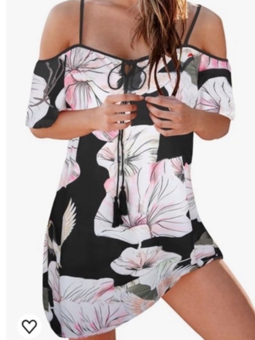 NWT UPOPBY Mini Dress in Black/Pink/White Floral Print XXL